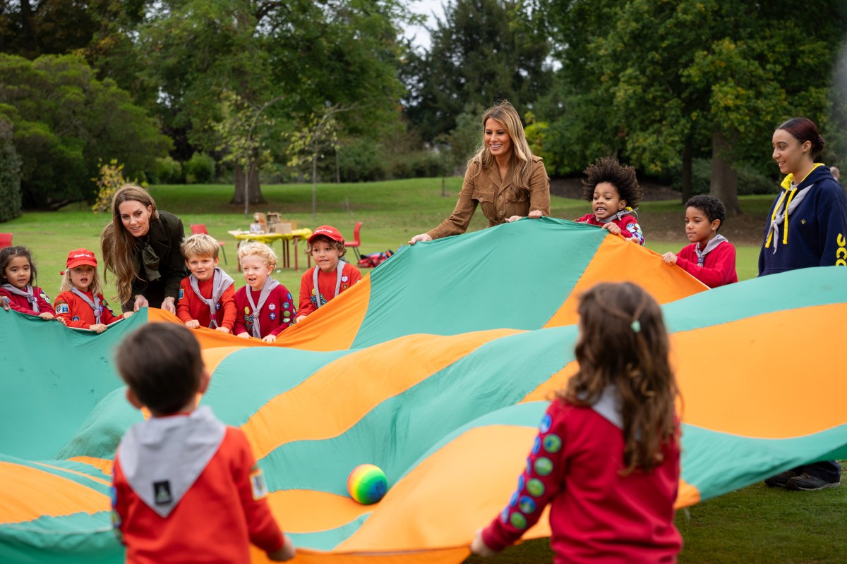 First Lady Melania Trump and the Princess of Wales meet members of the Scouts’ Squirrels programme on the grounds of Frogmore Cottage, Thursday, September 18, 2025. (Official White House Photo by Andrea Hanks)