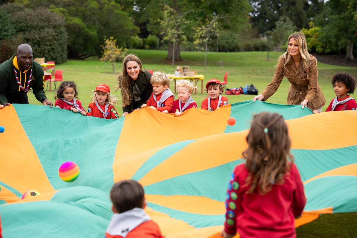 First Lady Melania Trump and the Princess of Wales meet members of the Scouts’ Squirrels programme on the grounds of Frogmore Cottage, Thursday, September 18, 2025. (Official White House Photo by Andrea Hanks)