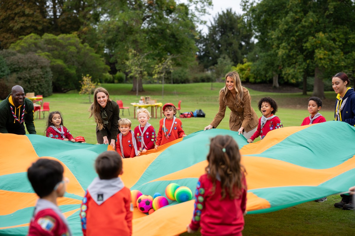 First Lady Melania Trump and the Princess of Wales meet members of the Scouts’ Squirrels programme on the grounds of Frogmore Cottage, Thursday, September 18, 2025. (Official White House Photo by Andrea Hanks)