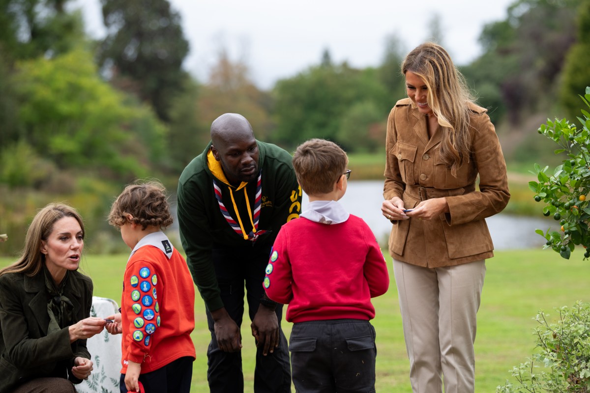 First Lady Melania Trump and the Princess of Wales meet members of the Scouts’ Squirrels programme on the grounds of Frogmore Cottage, Thursday, September 18, 2025. (Official White House Photo by Andrea Hanks)