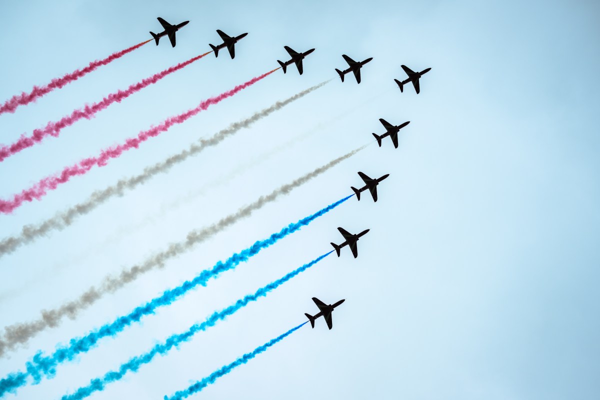 President Donald Trump, First Lady Melania Trump, King Charles III and Queen Camilla view a Beating Retreat military ceremony and flyover by the Royal Air Force Aerobatic Team (Red Arrows) at Windsor Castle in Windsor, England on Wednesday, September 17, 2025. (Official White House Photo by Daniel Torok)
