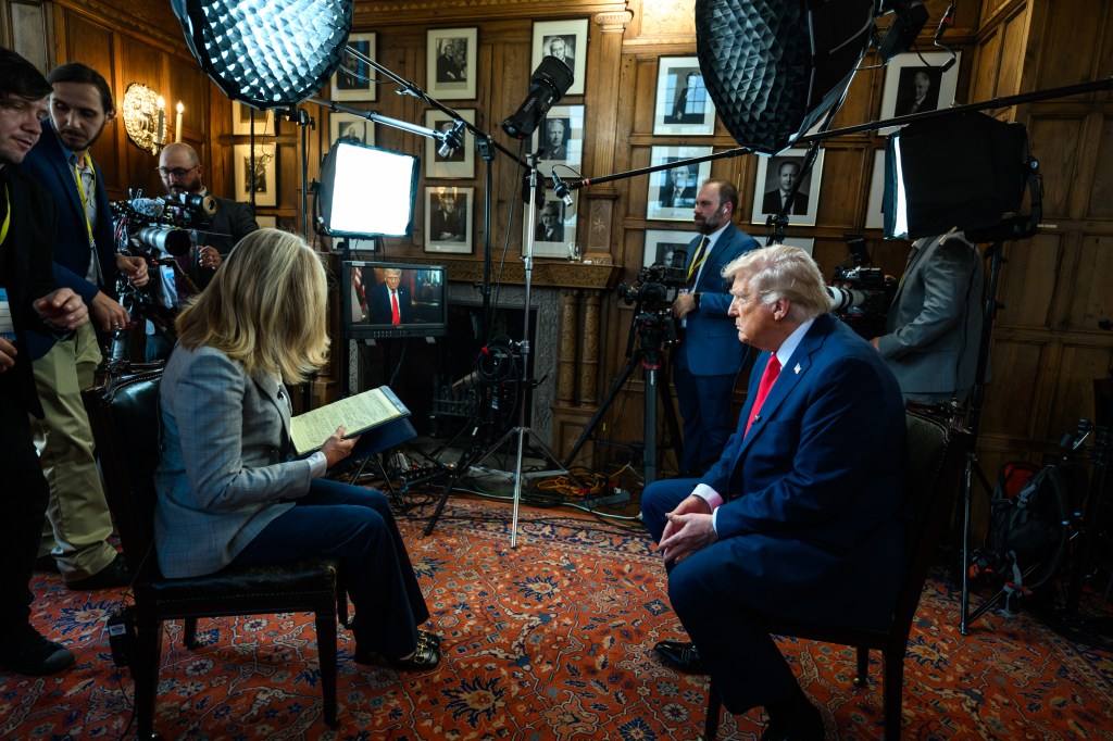 President Donald Trump participates in an interview with Martha MacCallum of Fox News at Chequers, the prime minister’s house in Buckinghamshire, England, on Thursday, September 18, 2025. (Official White House Photo by Daniel Torok)