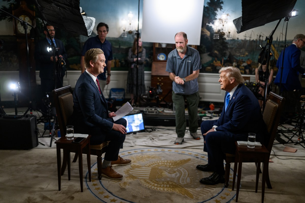 President Donald Trump sits for an interview with Fox News’ Peter Doocy in the Diplomatic Reception Room of the White House, Friday, September 19, 2025. (Official White House Photo by Daniel Torok)