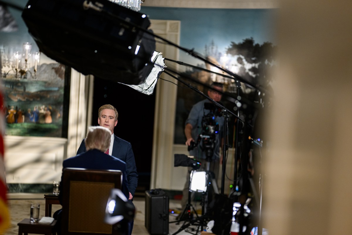President Donald Trump sits for an interview with Fox News’ Peter Doocy in the Diplomatic Reception Room of the White House, Friday, September 19, 2025. (Official White House Photo by Daniel Torok)
