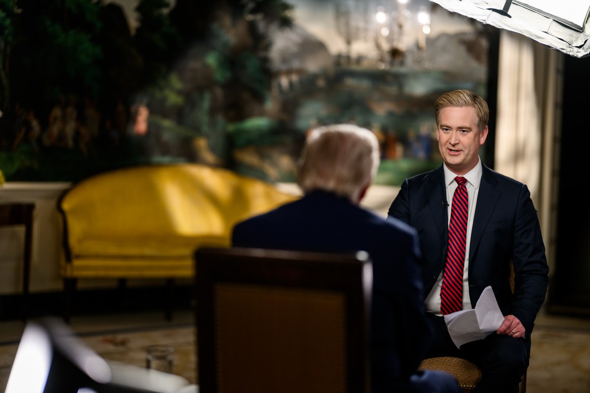 President Donald Trump sits for an interview with Fox News’ Peter Doocy in the Diplomatic Reception Room of the White House, Friday, September 19, 2025. (Official White House Photo by Daniel Torok)