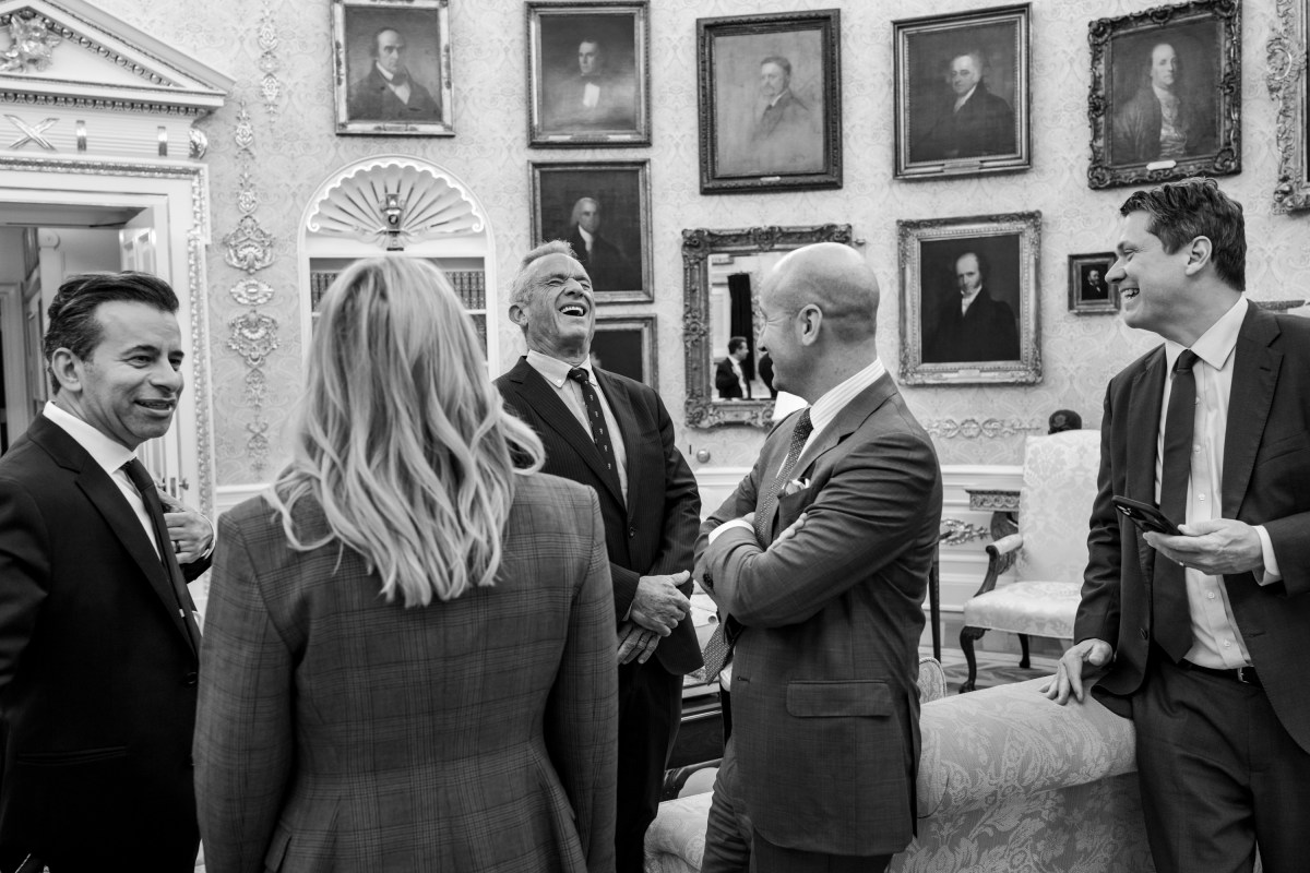 FDA Commissioner Dr. Marty Makary, HHS Secretary Robert F. Kennedy, Jr., Deputy Chief of Staff Stephen Miller, and Director of Domestic Policy Council Vince Haley talk in the Oval Office after President Donald Trump made an announcement on medical and scientific findings regarding autism in America’s children, Monday, September 22, 2025. (Official White House Photo by Molly Riley)