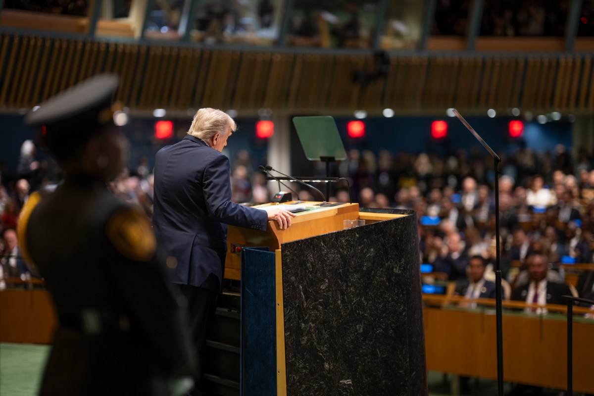 President Donald Trump delivers remarks to the 80th session of the United Nations General Assembly, Tuesday, September 23, 2025, at U.N. Headquarters in New York City. (Official White House Photo by Daniel Torok)