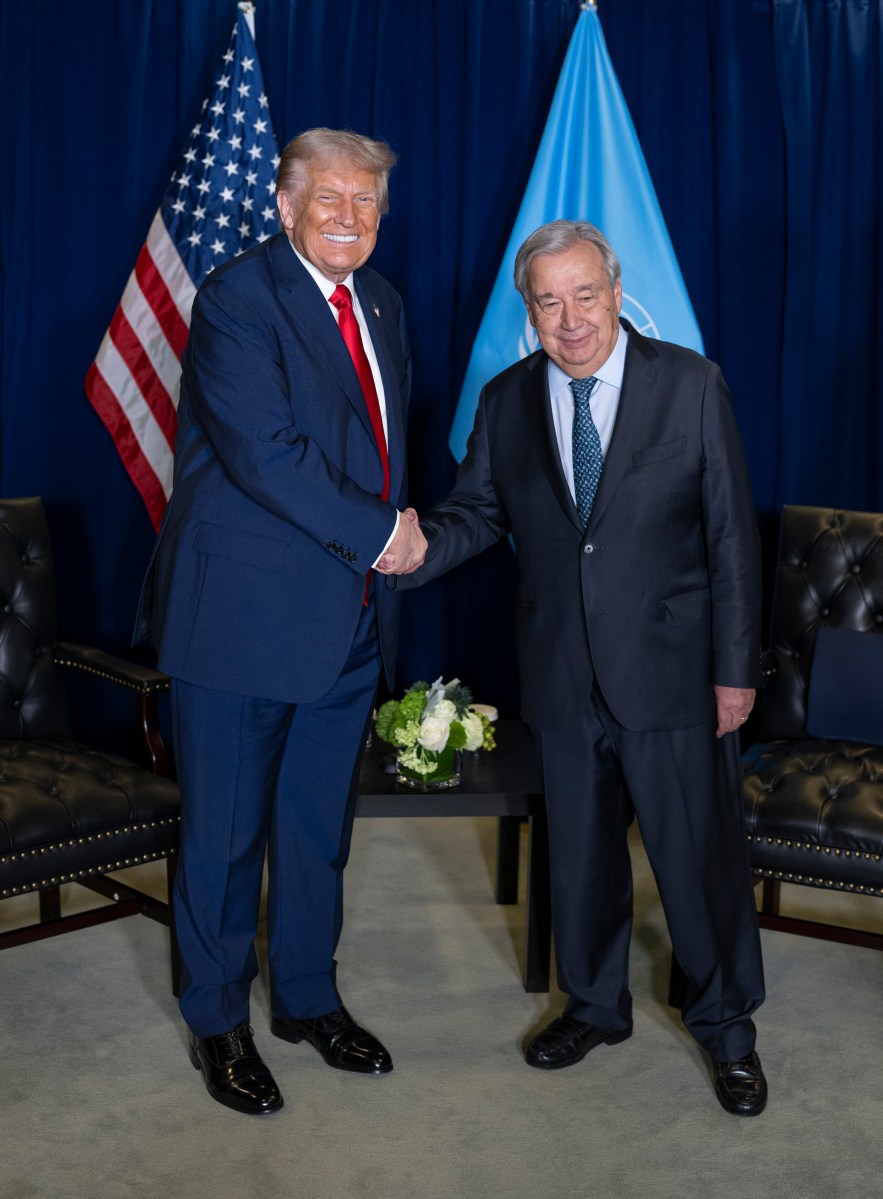 President Donald Trump participates in a bilateral meeting with U.N. Secretary General Antonio Guterres, Tuesday, September 23, 2025, at United Nations Headquarters in New York City. (Official White House Photo by Daniel Torok)