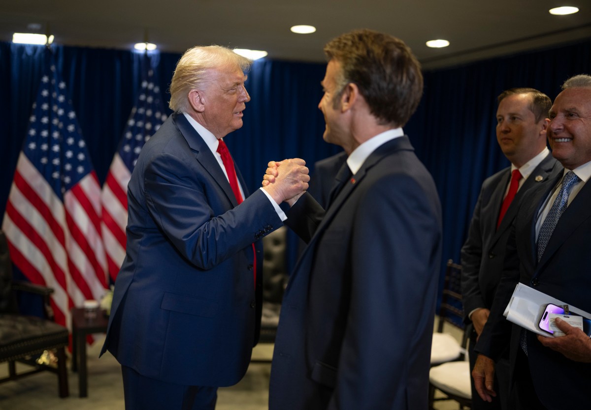 President Donald Trump meets with French President Emmanuel Macron at the United Nations Headquarters in New York City, Tuesday, September 23, 2025. (Official White House Photo by Daniel Torok)