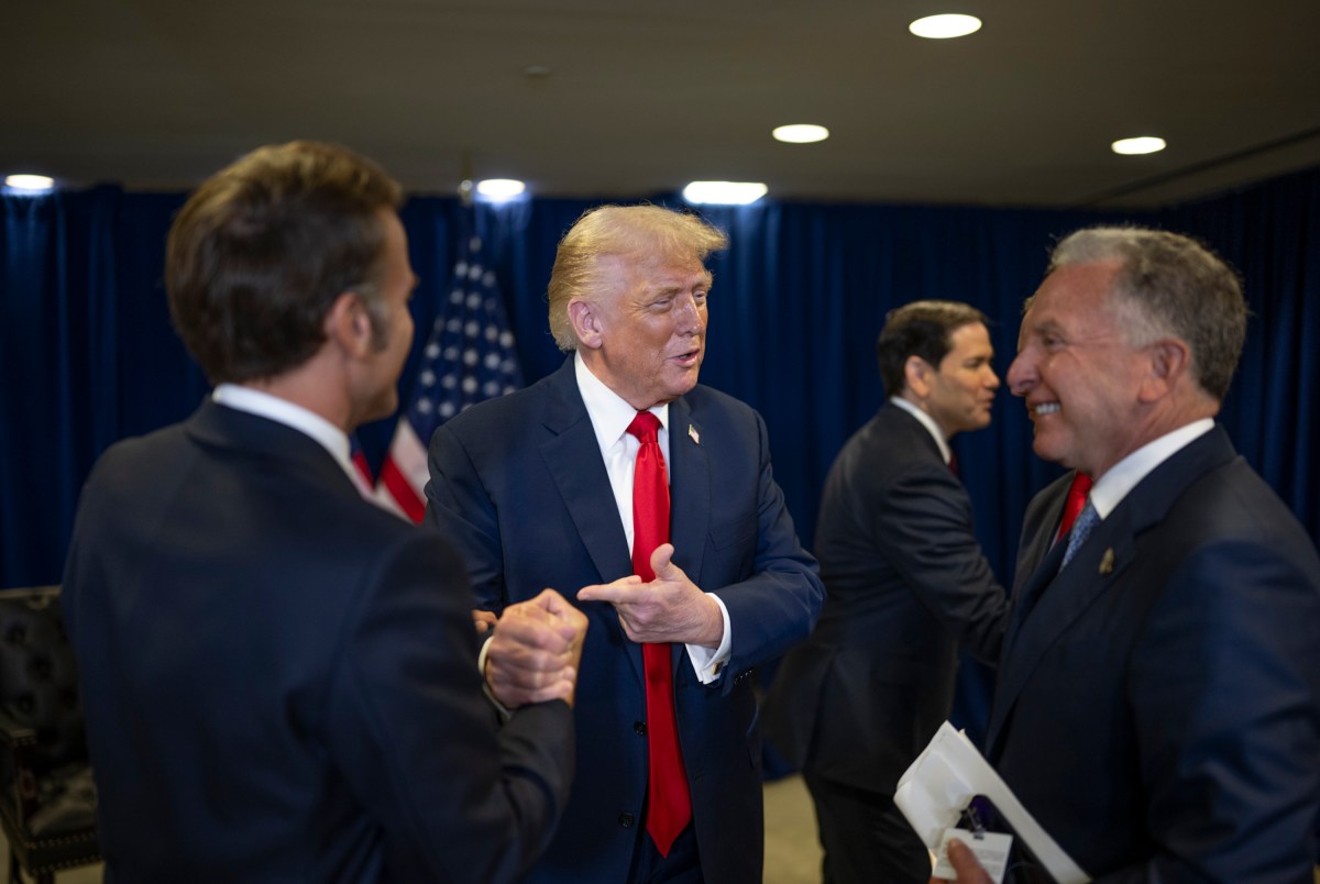 President Donald Trump meets with French President Emmanuel Macron at the United Nations Headquarters in New York City, Tuesday, September 23, 2025. (Official White House Photo by Daniel Torok)
