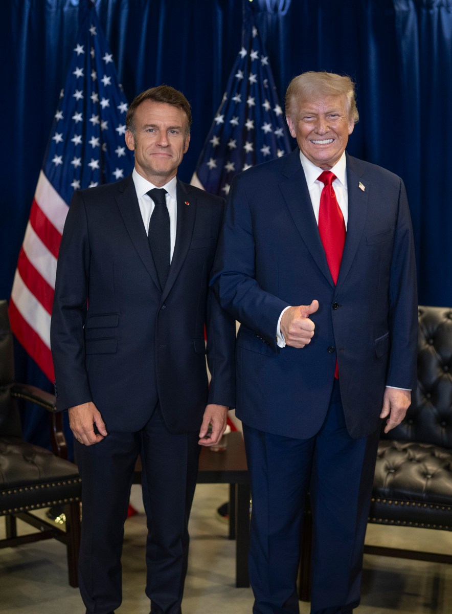 President Donald Trump meets with French President Emmanuel Macron at the United Nations Headquarters in New York City, Tuesday, September 23, 2025. (Official White House Photo by Daniel Torok)
