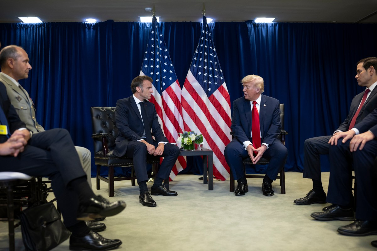 President Donald Trump meets with French President Emmanuel Macron at the United Nations Headquarters in New York City, Tuesday, September 23, 2025. (Official White House Photo by Daniel Torok)