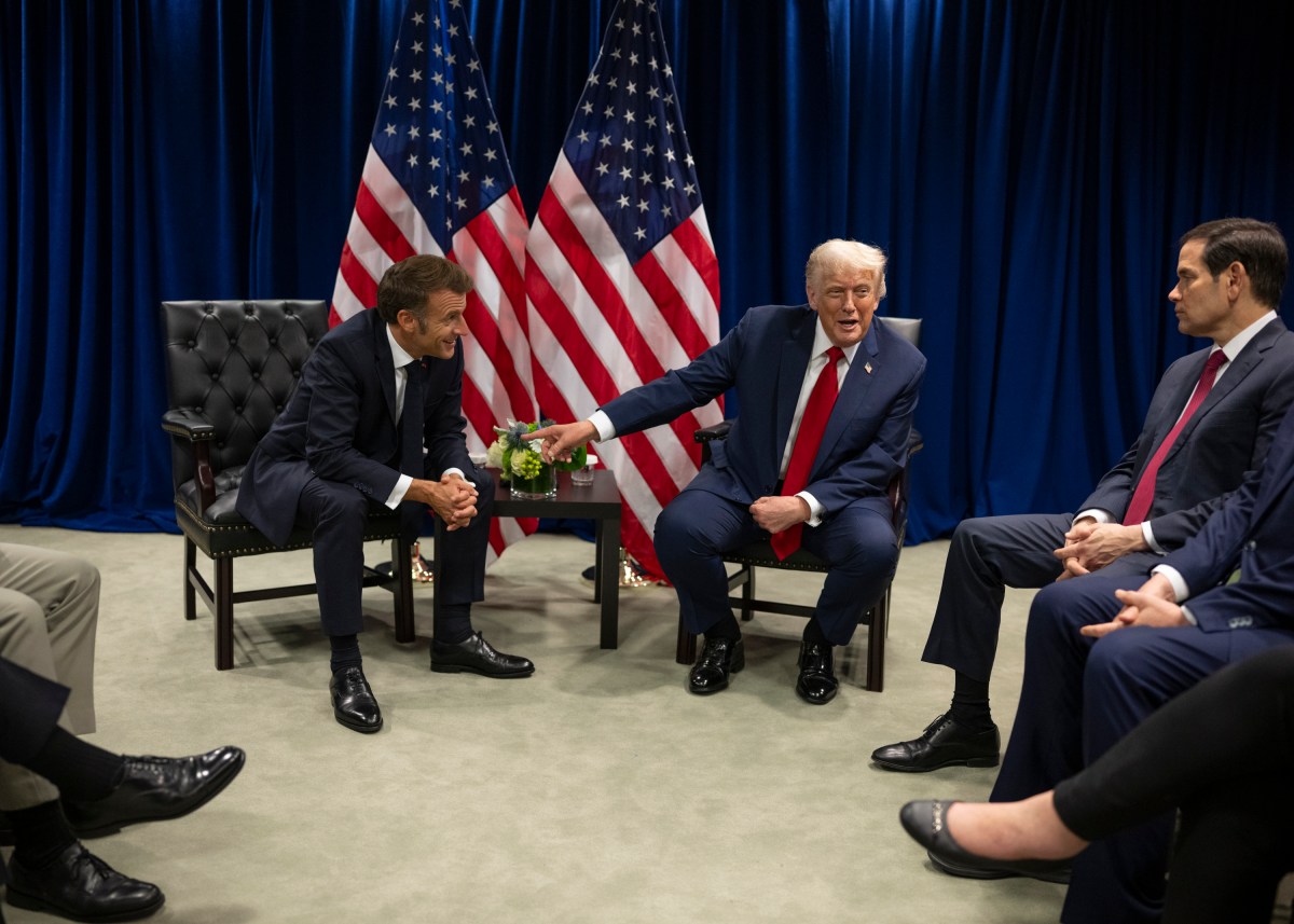 President Donald Trump meets with French President Emmanuel Macron at the United Nations Headquarters in New York City, Tuesday, September 23, 2025. (Official White House Photo by Daniel Torok)