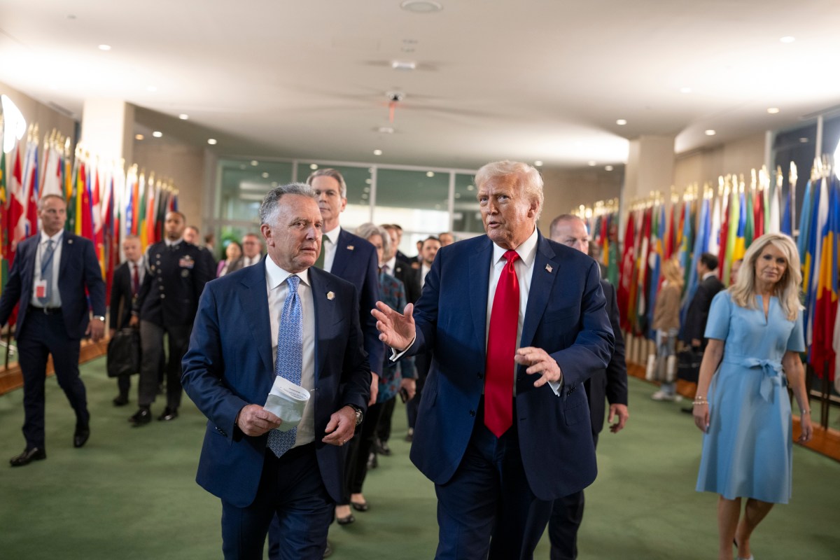 President Donald Trump walks out with Steve Witkoff after taking part in bilateral meetings at the United Nations Headquarters in New York City, Tuesday, September 23, 2025. (Official White House Photo by Daniel Torok)