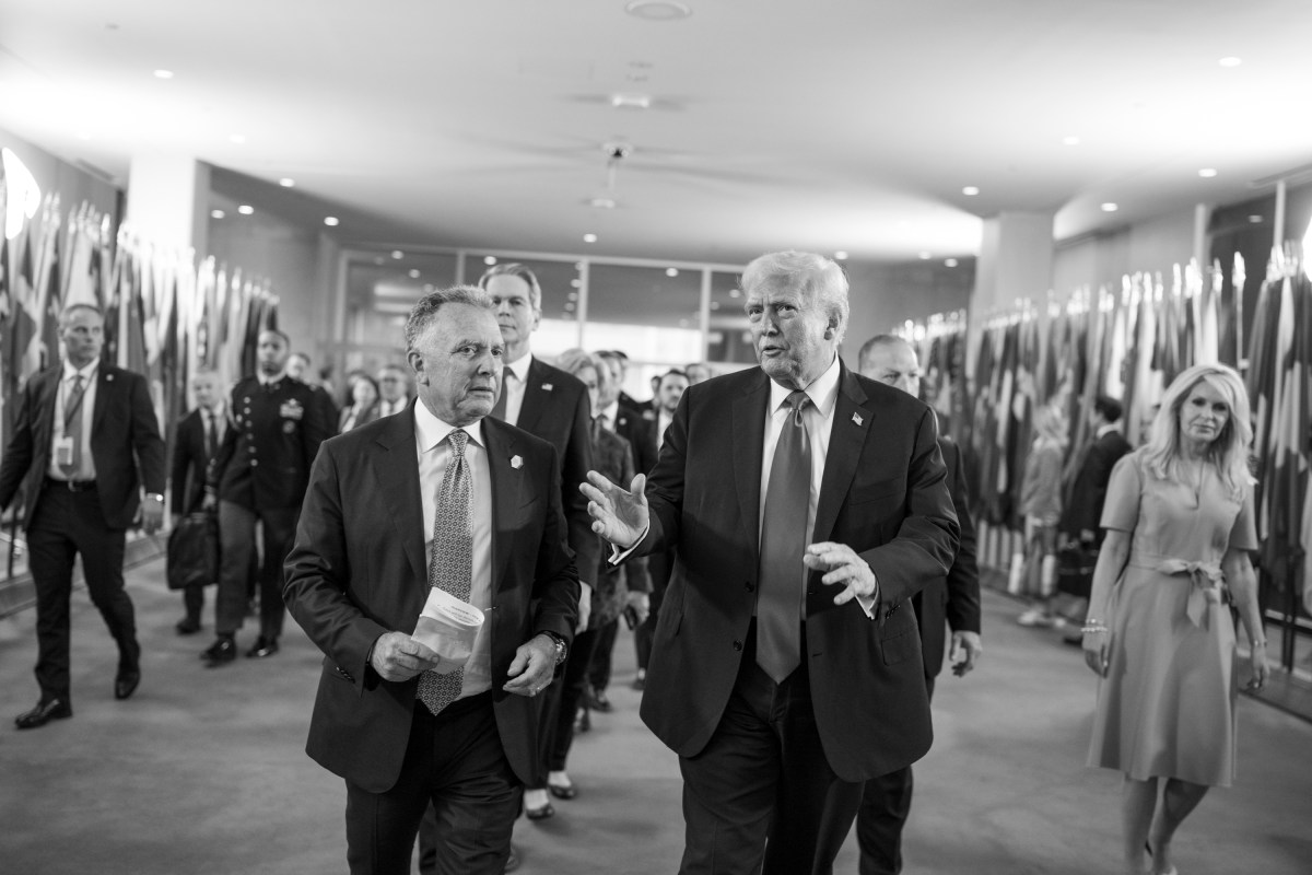 President Donald Trump walks out with Steve Witkoff after taking part in bilateral meetings at the United Nations Headquarters in New York City, Tuesday, September 23, 2025. (Official White House Photo by Daniel Torok)