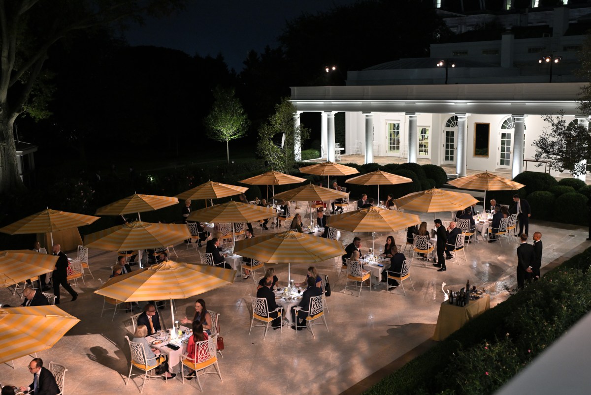 President Donald Trump hosts a Rose Garden Club dinner, Wednesday, September 24, 2025, in the newly renovated White House Rose Garden. (Official White House Photo by Molly Riley)