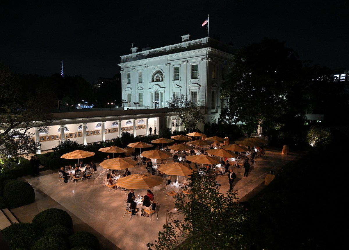 President Donald Trump hosts a Rose Garden Club dinner, Wednesday, September 24, 2025, in the newly renovated White House Rose Garden. (Official White House Photo by Molly Riley)