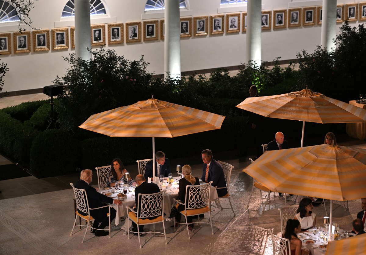 President Donald Trump hosts a Rose Garden Club dinner, Wednesday, September 24, 2025, in the newly renovated White House Rose Garden. (Official White House Photo by Molly Riley)