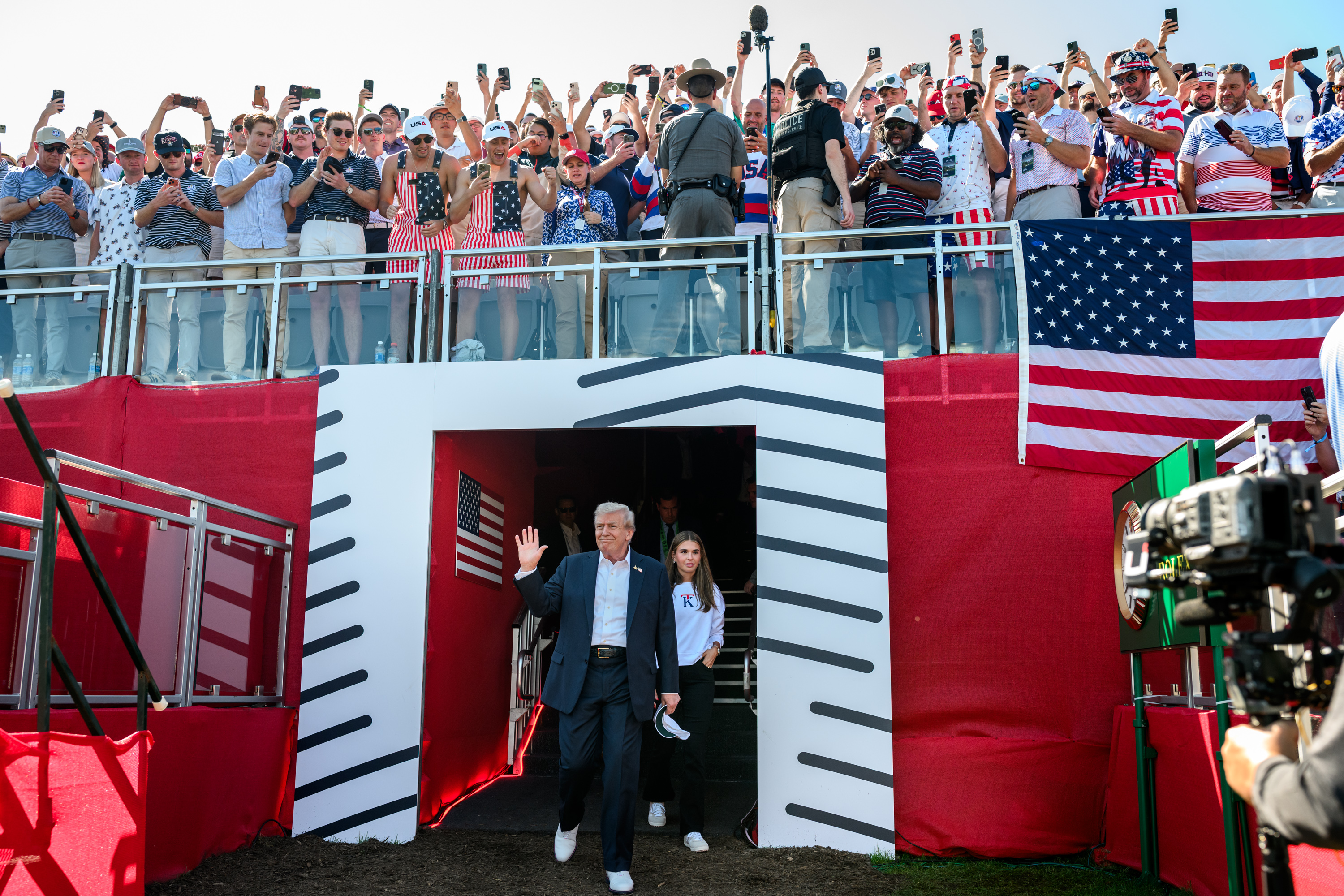 President Donald Trump attends the Ryder Cup Tournament at the