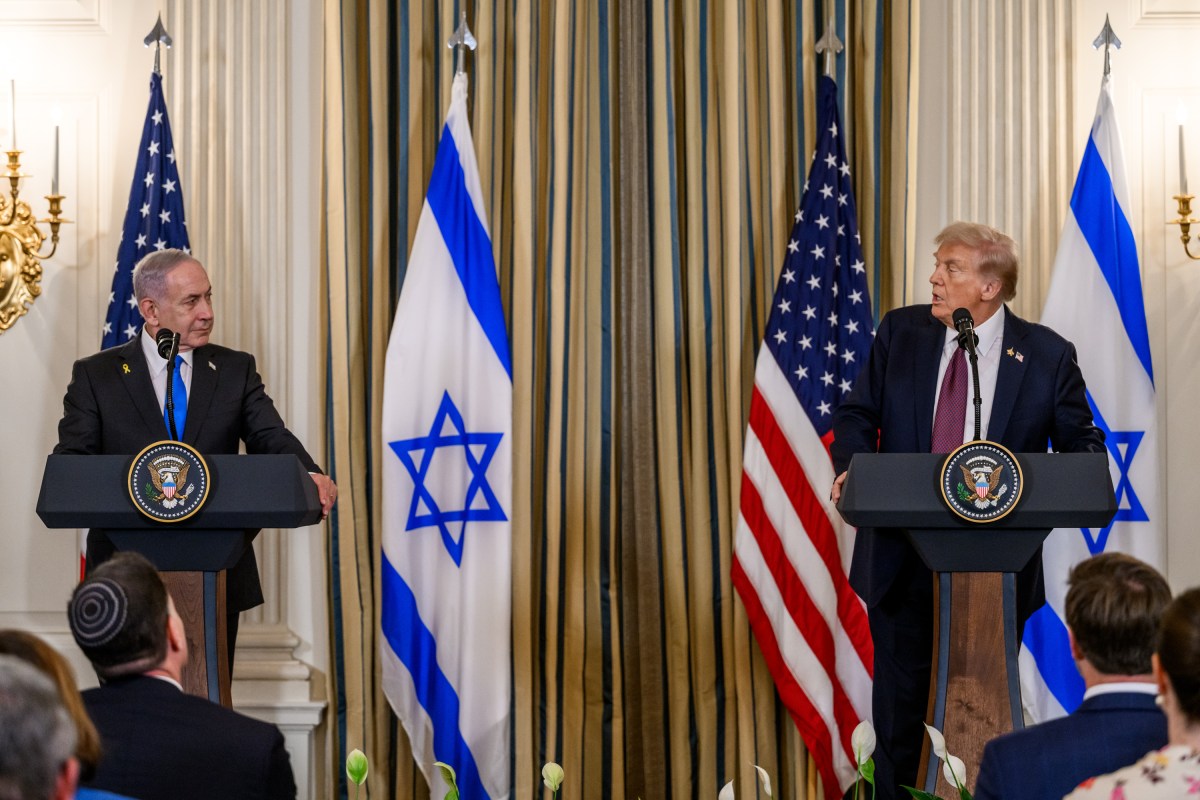 President Donald Trump and Israeli Prime Minister Benjamin Netanyahu hold a joint press conference announcing the U.S. peace plan for Gaza, Monday, September 29, 2025, in the State Dining Room of the White House. (Official White House Photo by Joyce N. Boghosian)
