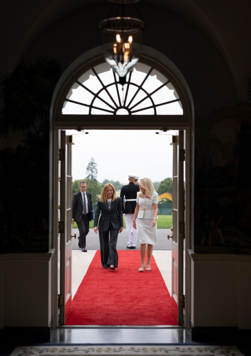 European leaders arrive to the South Portico of the White House and sign the guest book in the Diplomatic Reception Room as they arrive for a meeting with President Donald Trump and Ukraine’s President Volodymyr Zelensky, Monday, August 18, 2025.  (Official White House Photo by Molly Riley)