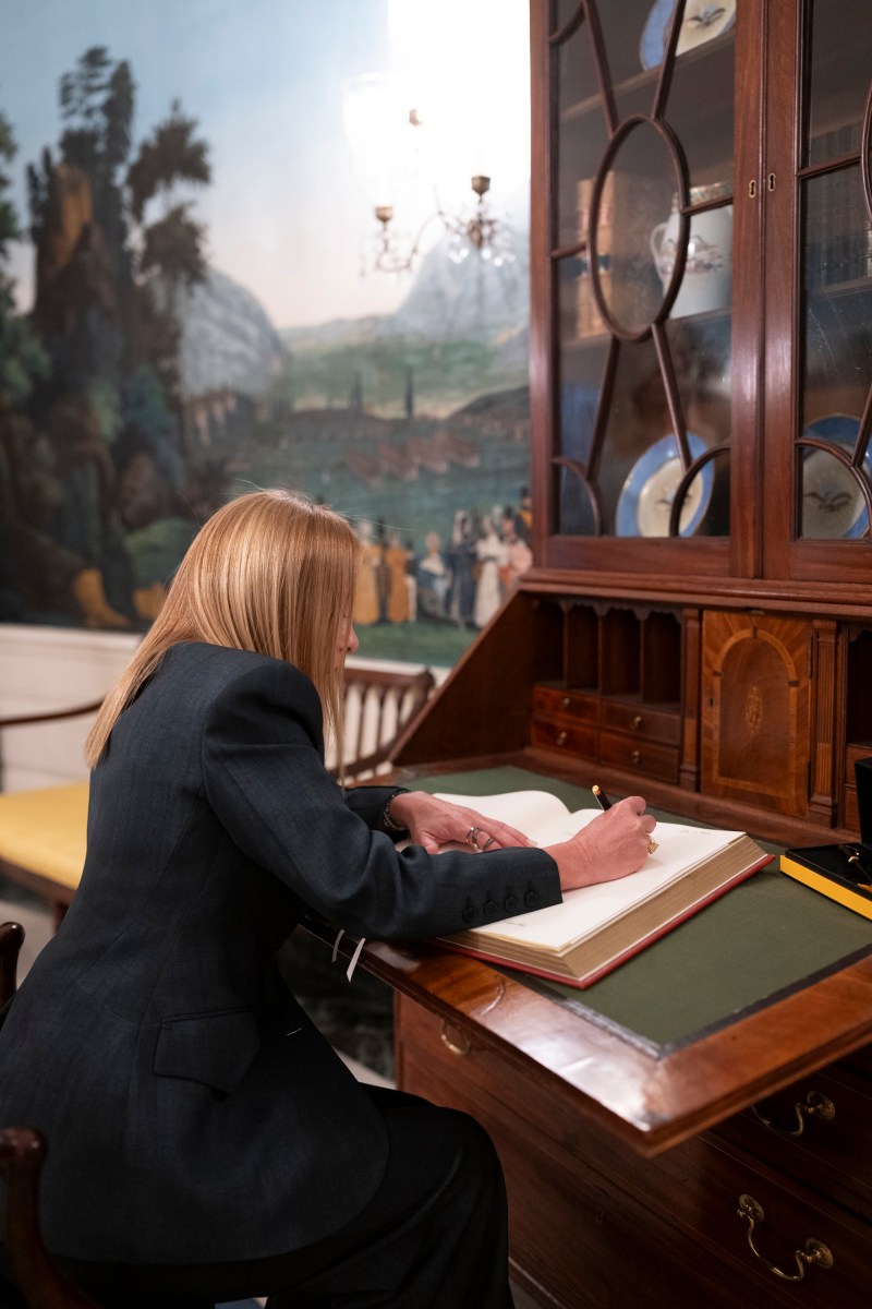European leaders arrive to the South Portico of the White House and sign the guest book in the Diplomatic Reception Room as they arrive for a meeting with President Donald Trump and Ukraine’s President Volodymyr Zelensky, Monday, August 18, 2025.  (Official White House Photo by Molly Riley)