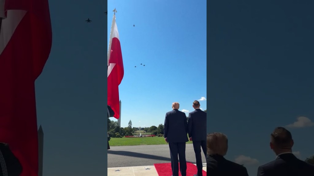 F-16 and F-35 jets fly over the White House ahead of POTUS’ meeting with the President of Poland 🇺🇸