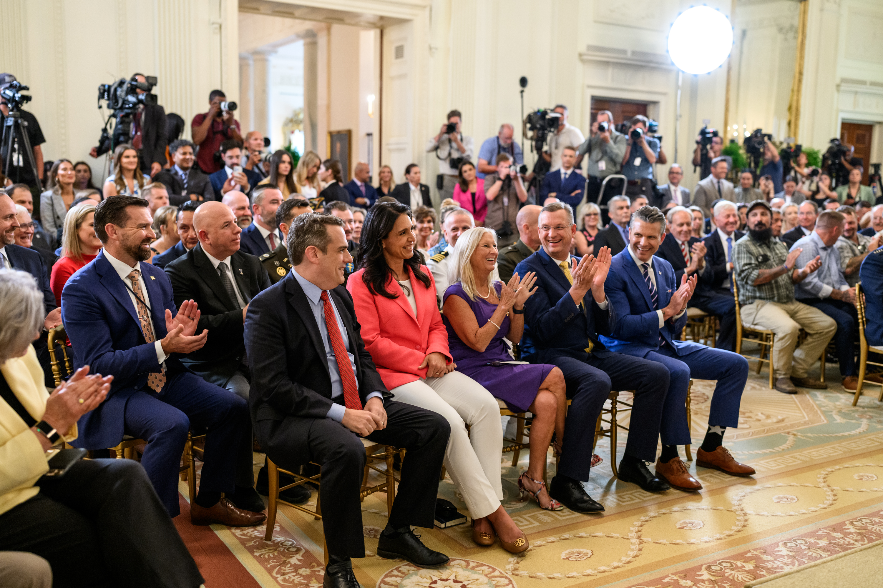 President Donald Trump delivers remarks at a National Purple Heart