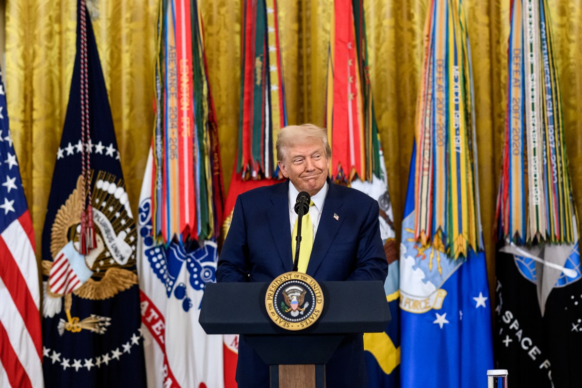 President Donald Trump delivers remarks at a National Purple Heart Day ceremony in the East Room, Thursday, August 7, 2025. (Official White House Photo by Joyce N. Boghosian)