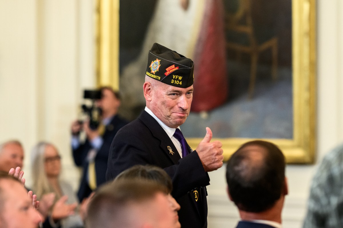 President Donald Trump delivers remarks at a National Purple Heart Day ceremony in the East Room, Thursday, August 7, 2025. (Official White House Photo by Joyce N. Boghosian)
