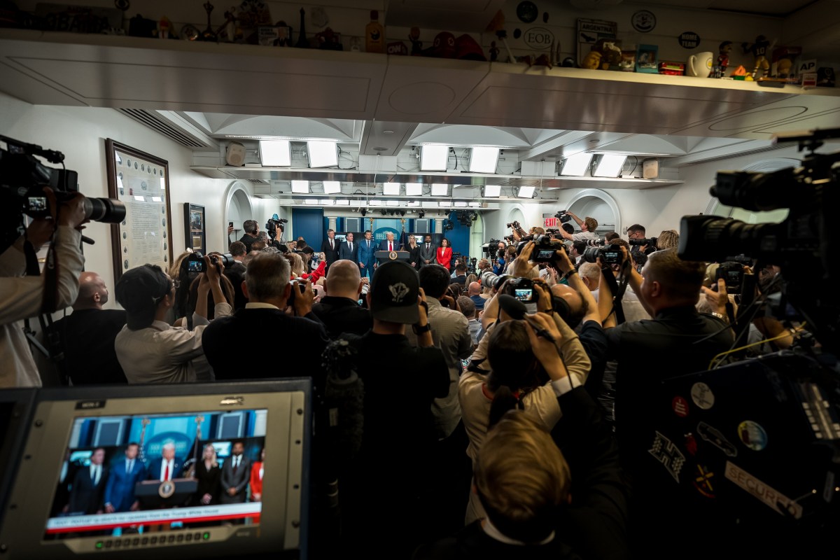 President Donald Trump holds a press conference on crime in the District of Columbia, Monday, August 11, 2025, in the James S. Brady Press Briefing Room. (Official White House Photo by Abe McNatt)