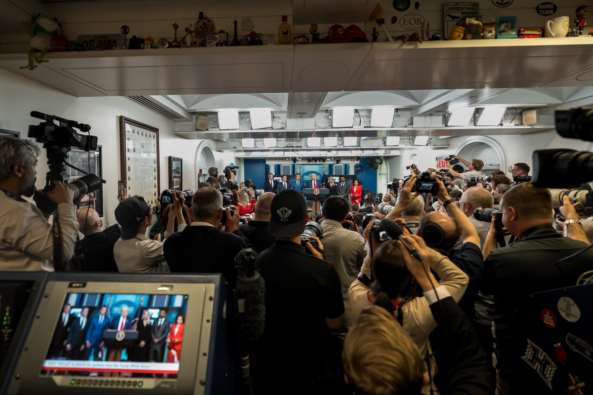 President Donald Trump holds a press conference on crime in the District of Columbia, Monday, August 11, 2025, in the James S. Brady Press Briefing Room. (Official White House Photo by Abe McNatt)
