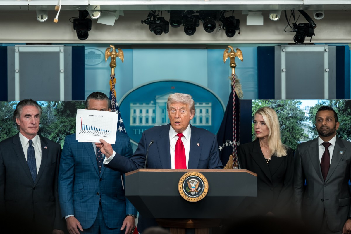 President Donald Trump holds a press conference on crime in the District of Columbia, Monday, August 11, 2025, in the James S. Brady Press Briefing Room. (Official White House Photo by Abe McNatt)