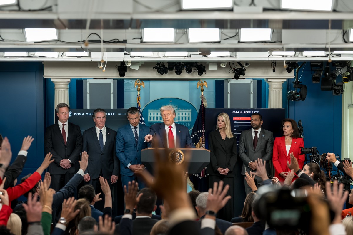 President Donald Trump holds a press conference on crime in the District of Columbia, Monday, August 11, 2025, in the James S. Brady Press Briefing Room. (Official White House Photo by Abe McNatt)