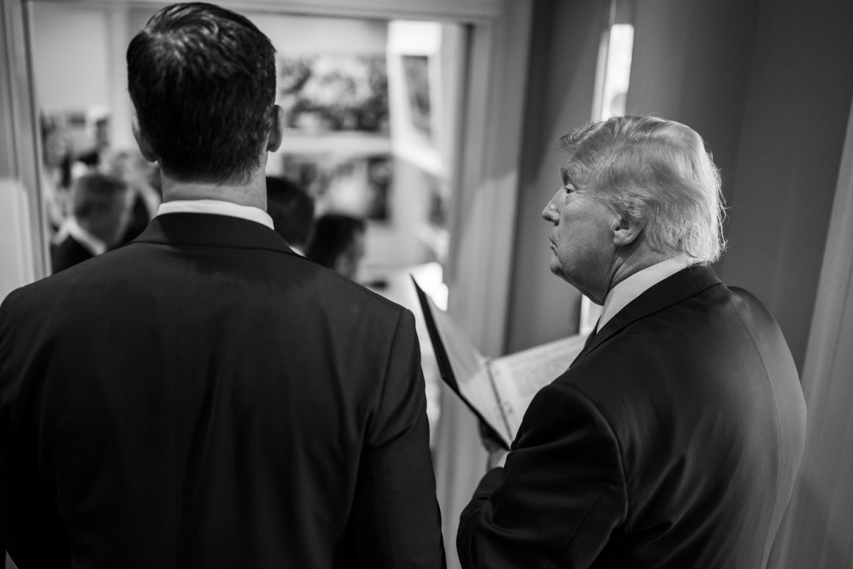 President Donald Trump enters the James S. Brady Press Briefing Room for a press conference on crime in the District of Columbia, Monday, August 11, 2025. (Official White House Photo by Daniel Torok)