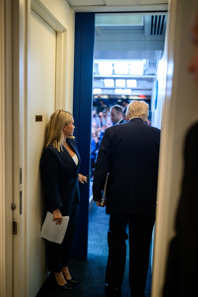 President Donald Trump enters the James S. Brady Press Briefing Room for a press conference on crime in the District of Columbia, Monday, August 11, 2025. (Official White House Photo by Daniel Torok)