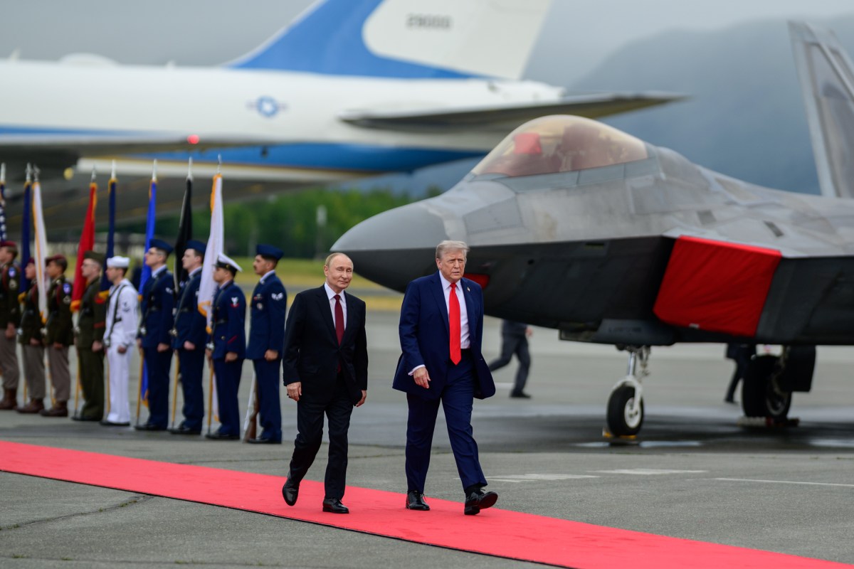 President Donald Trump and Russian president Vladimir Putin walk on the tarmac at Joint Base Elmendorf Richardson in Anchorage, Alaska, Friday, August 15, 2025. (Official White House Photo by Daniel Torok)