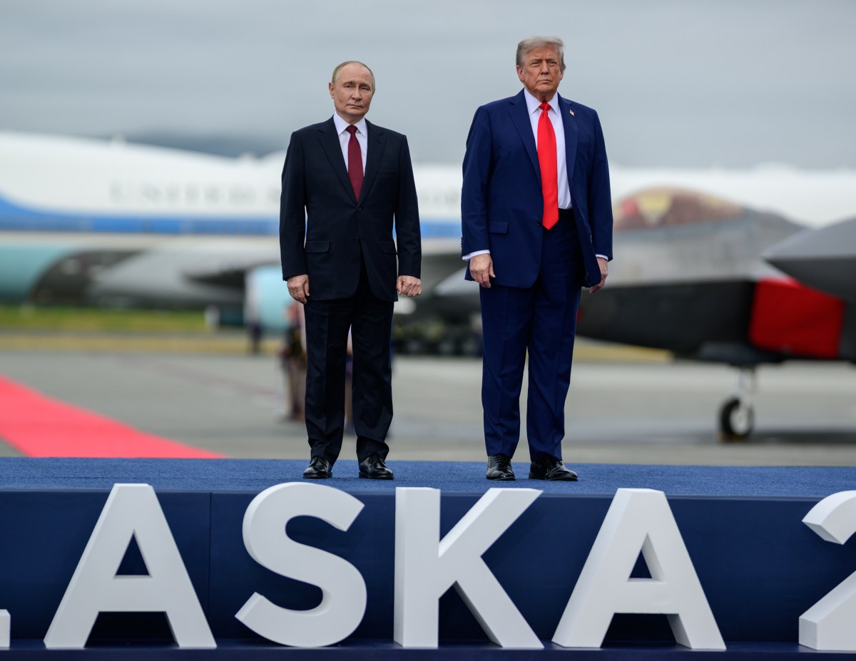 President Donald Trump greets Russian president Vladimir Putin at Joint Base Elmendorf Richardson in Anchorage, Alaska, Friday, August 15, 2025. (Official White House Photo by Daniel Torok)