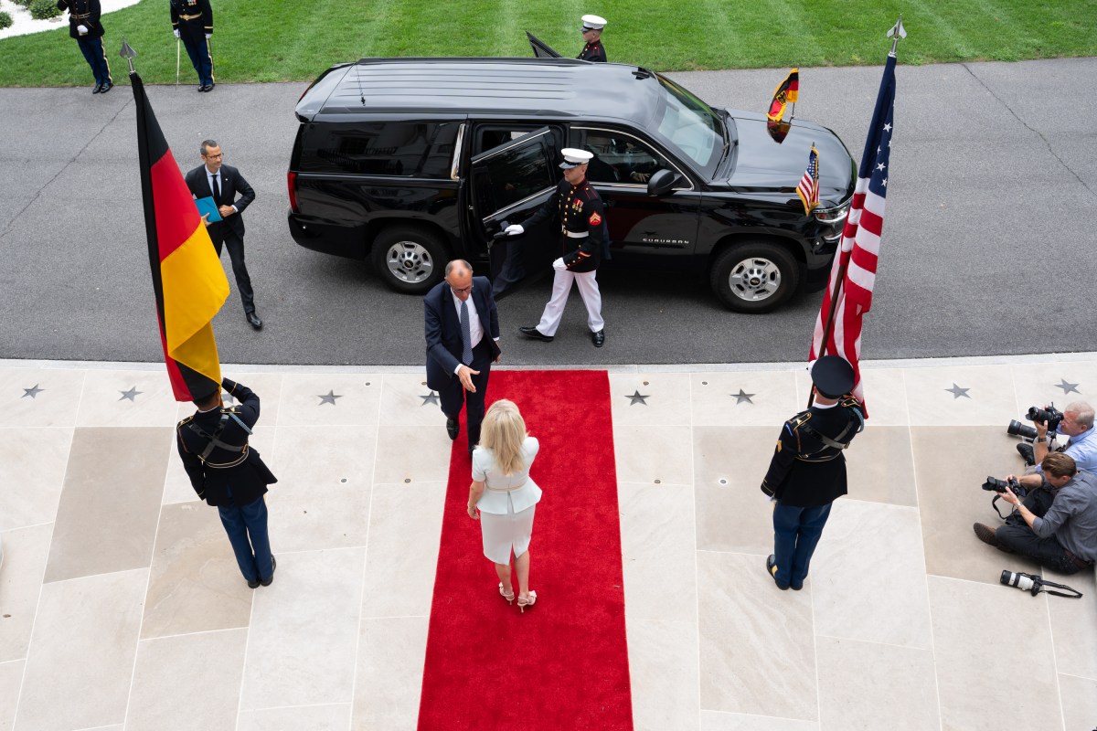 European leaders arrive to the White House for a meeting with President Donald Trump and Ukraine’s President Volodymyr Zelensky, Monday, August 18, 2025. (Official White House Photo by Andrea Hanks)