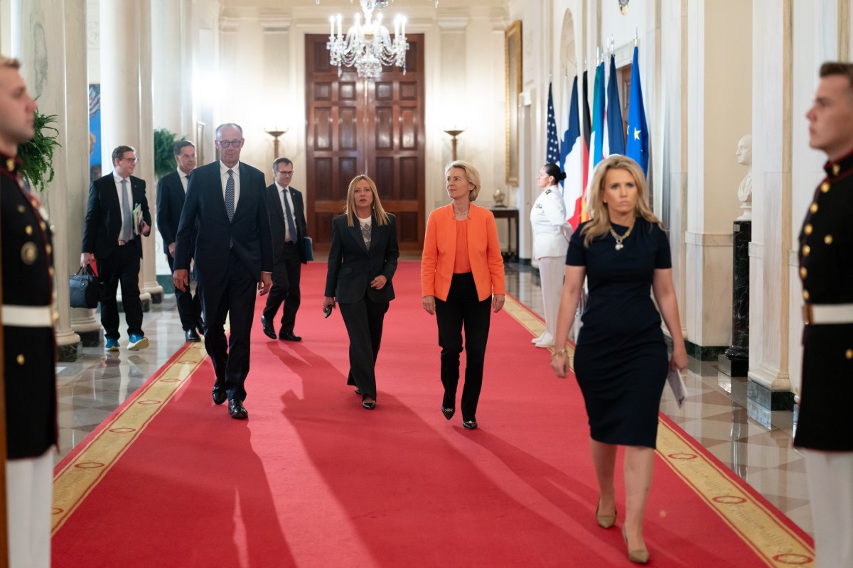 European leaders arrive to the White House for a meeting with President Donald Trump and Ukraine’s President Volodymyr Zelensky, Monday, August 18, 2025. (Official White House Photo by Andrea Hanks)