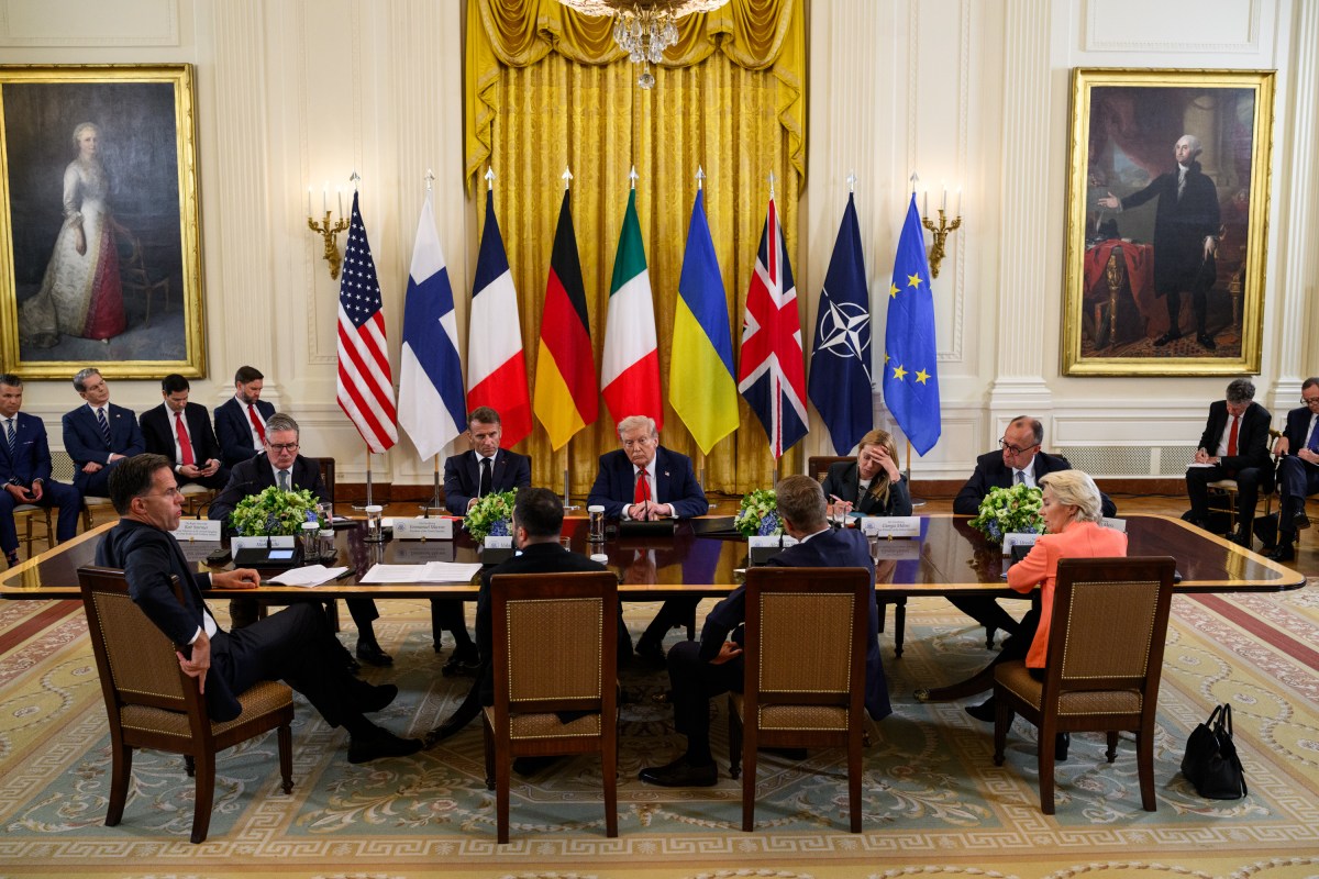 President Donald Trump hosts a multilateral meeting with President Volodymyr Zelenskyy of Ukraine and European leaders, Monday, August 18, 2025, in the East Room of the White House. (Official White House Photo by Daniel Torok)