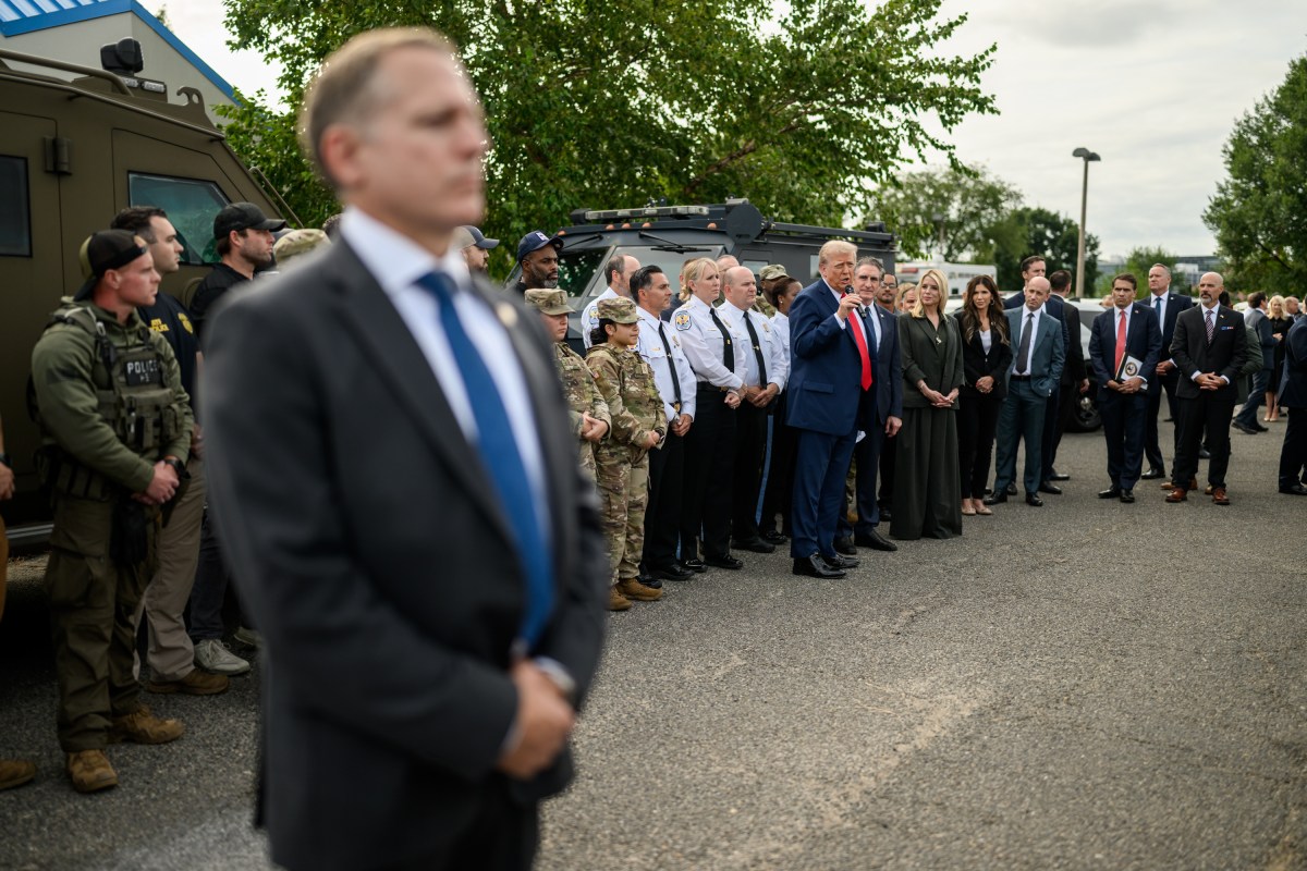 President Donald Trump delivers remarks to law enforcement and members of the National Guard at the U.S. Park Police Anacostia Operations Facility, Thursday, August 21, 2025, in Washington, D.C. (Official White House Photo by Daniel Torok)