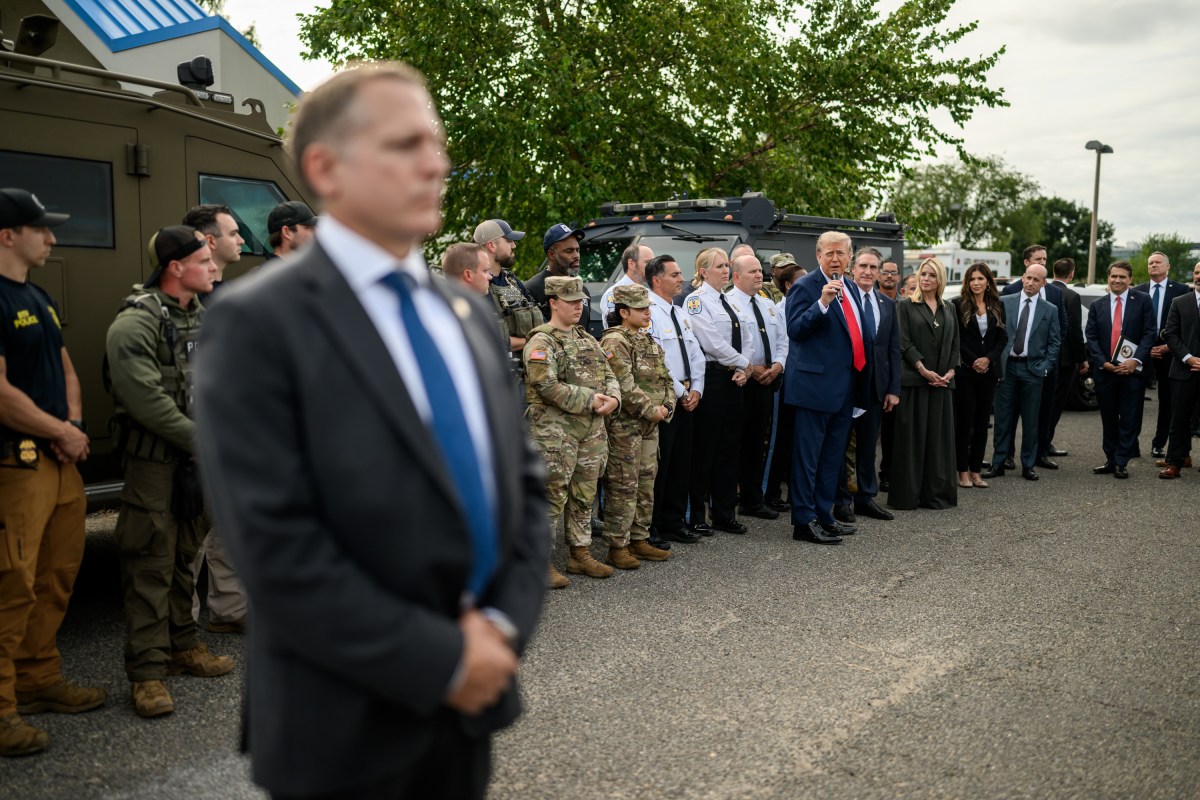 President Donald Trump delivers remarks to law enforcement and members of the National Guard at the U.S. Park Police Anacostia Operations Facility, Thursday, August 21, 2025, in Washington, D.C. (Official White House Photo by Daniel Torok)