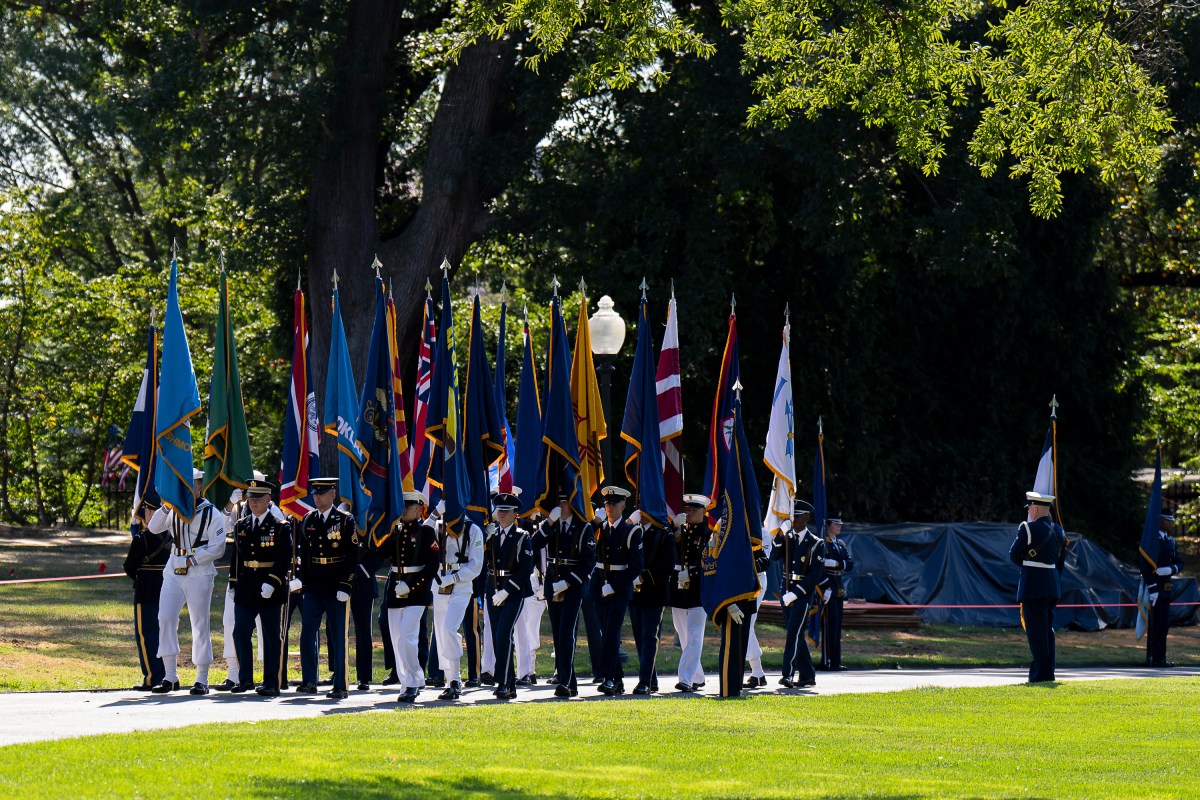Members of the Presidential Honor Guard prepare to greet President Karol Nawrocki of Poland, Wednesday, September 3, 2025, at the South Portico of the White House. 
(Official White House Photo by Juliana Luz)