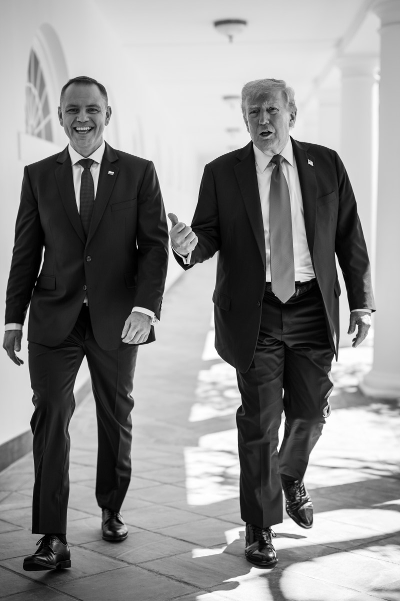President Donald Trump and Polish President Karol Nawrocki walk along the West Colonnade to the Oval Office for a bilateral meeting, Wednesday, September 3, 2025. (Official White House Photo by Molly Riley)