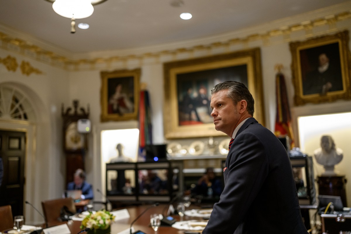 Secretary of Defense Pete Hegseth waits in the Cabinet Room before President Donald Trump’s bilateral lunch with Polish President Karol Nawrocki, Wednesday, September 3, 2025. (Official White House Photo by Molly Riley)
