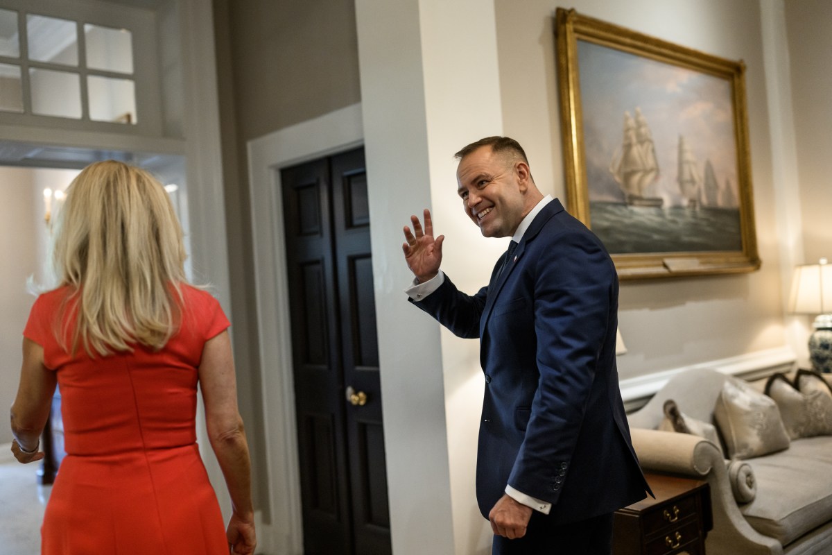 Chief of Protocol Monica Crowley bids farewell to Polish President Karol Nawrocki after a bilateral meeting with President Donald Trump, Wednesday, September 3, 2025, in the West Wing Lobby of the White House. (Official White House Photo by Molly Riley)