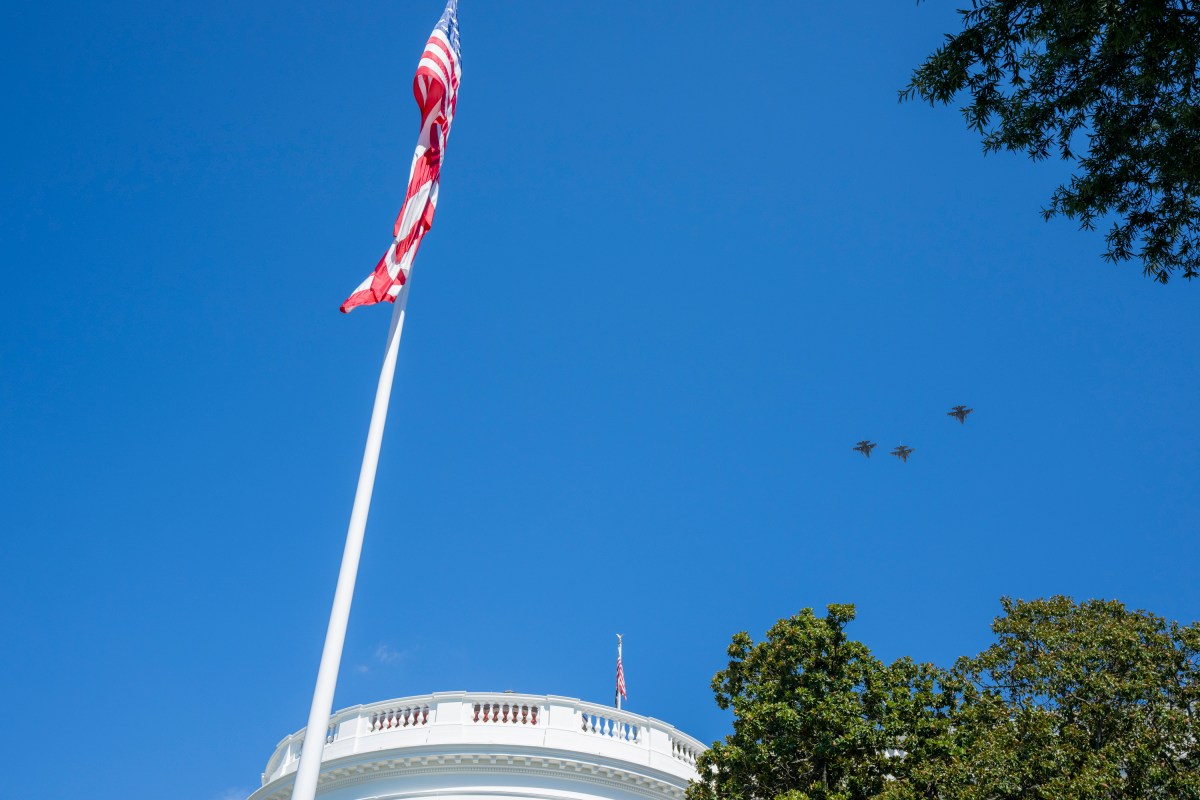 Military aircraft perform a flyover over the White House South Lawn, Wednesday, September 3, 2025. (Official White House Photo by Nick Choiniere)