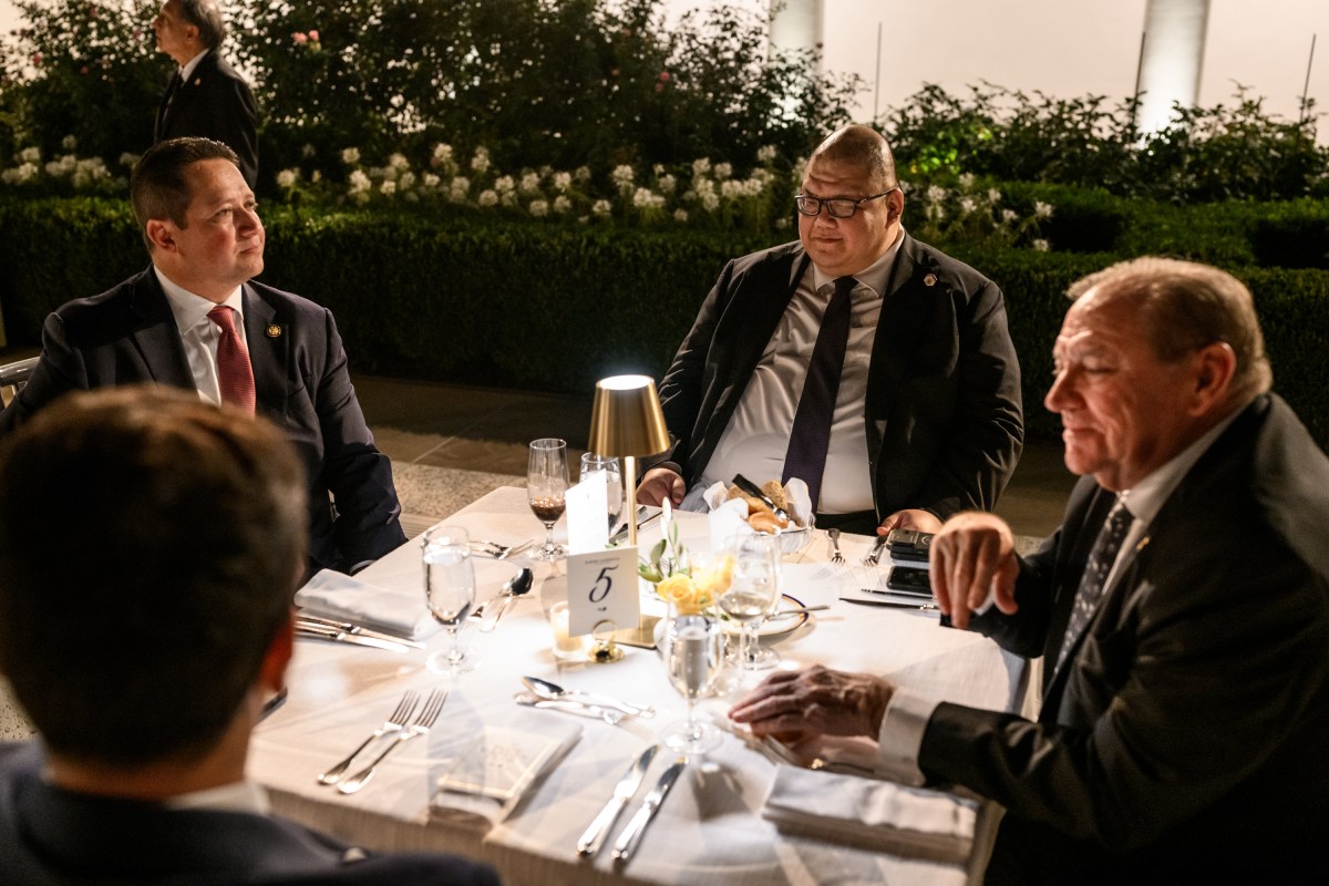President Donald Trump hosts a dinner in the newly renovated White House Rose Garden, Friday, September 5, 2025. (Official White House Photo by Daniel Torok)