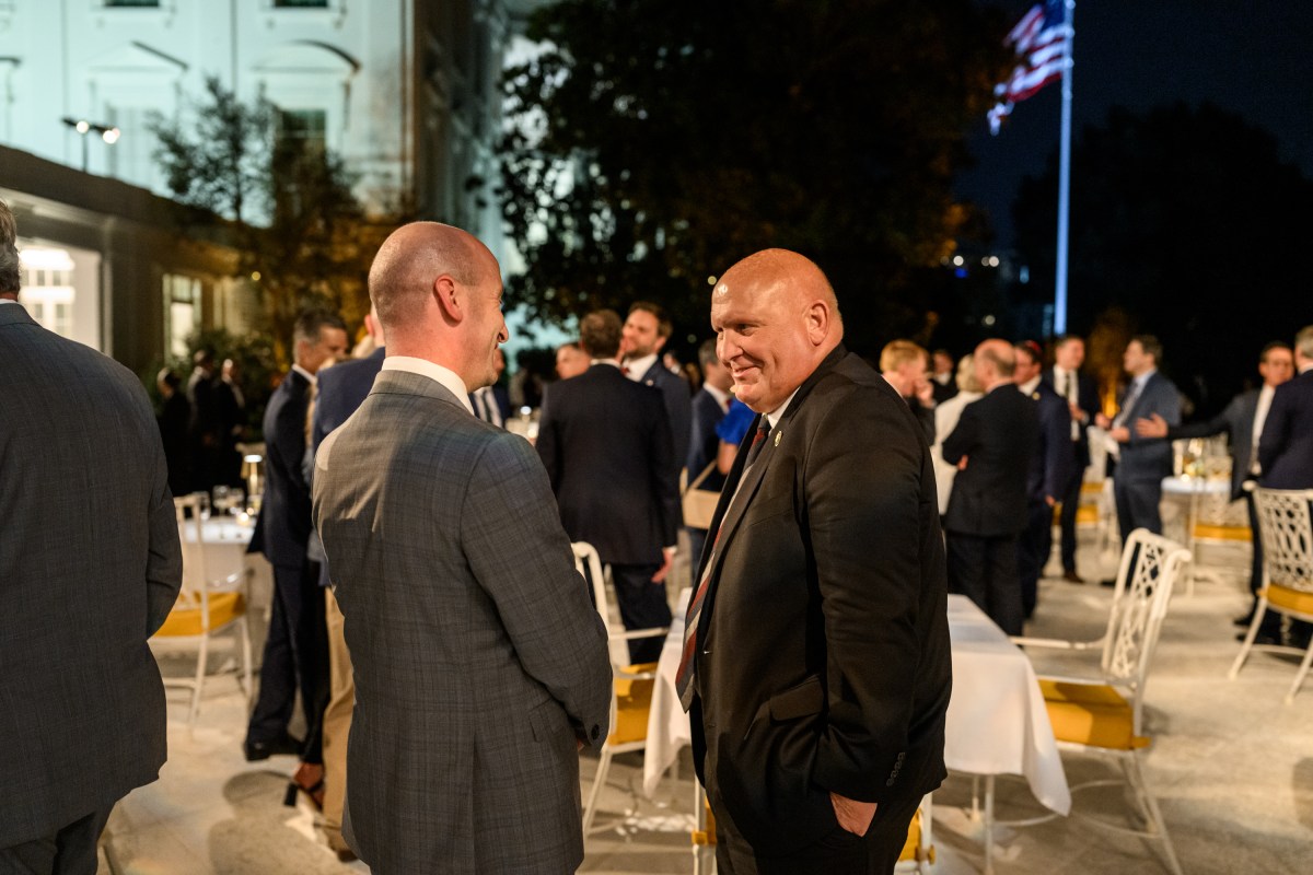 President Donald Trump hosts a dinner in the newly renovated White House Rose Garden, Friday, September 5, 2025. (Official White House Photo by Daniel Torok)